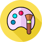 Color palette icon with a yellow background